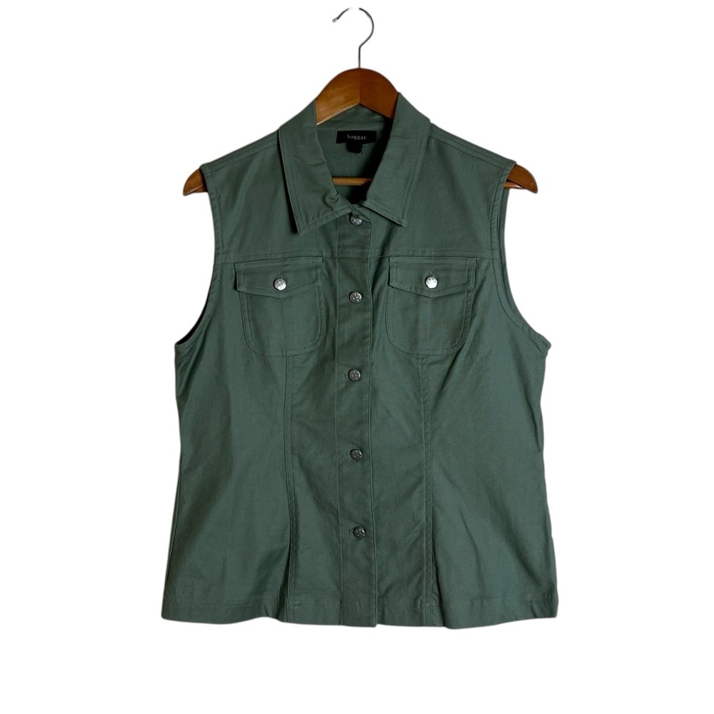 3 for $30!‎ Haggar green denim vest. Size 10
